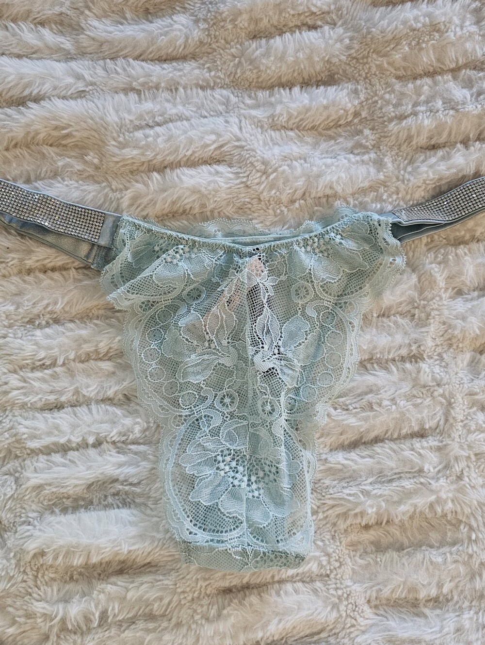 Victoria's Secret Bling Strap Light Mint Lace Brazilian - Picture 3 of 3